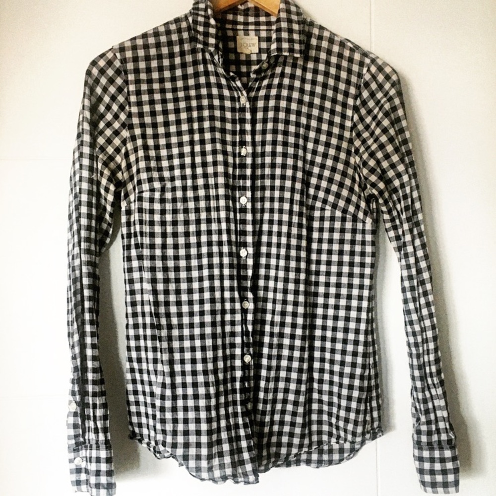 J. Crew Classic Fit Crinkle Gingham Button Down